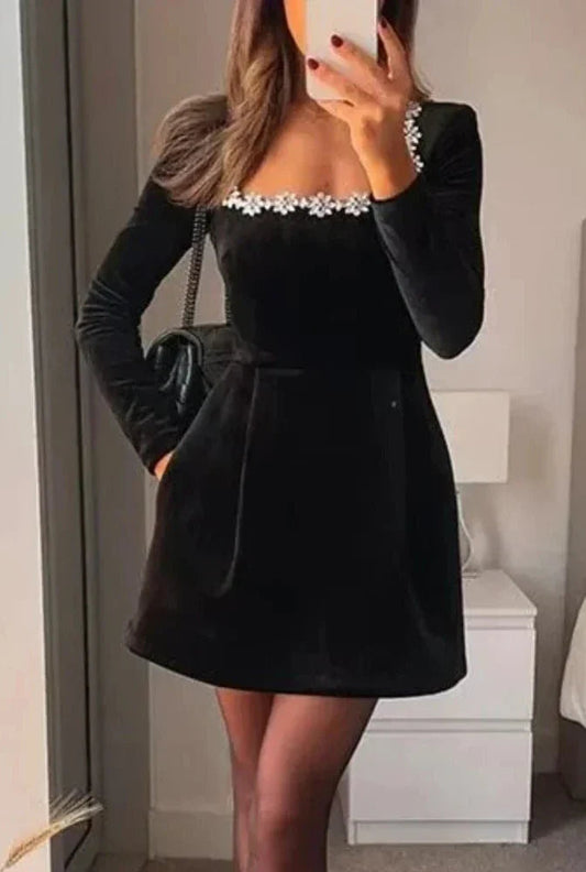 Chique Fluwelen Cocktailjurk
